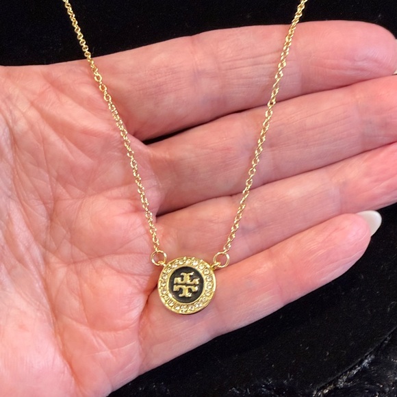 Tory Burch Pave Gold Emblem Necklace - Picture 3 of 4